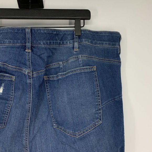 Torrid Jeans Bombshell Skinny Blue Distressed Denim Premium Stretch Raw Hem - Picture 10 of 12